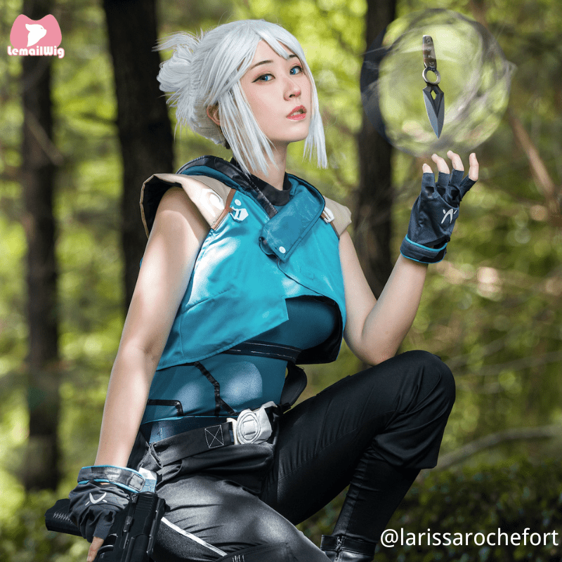 Valorant Jett Silver Grey Ponytail Cosplay Wigs - lemailwigs