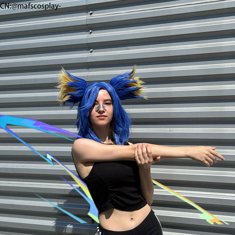 Valorant Neon Blue Mixed Orange Cosplay Wigs - lemailwigs