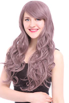 Women Fashion Wigs 60cm Long Purple Taro Wave Curly Synthetic Hair Wigs Fl05C - lemailwigs