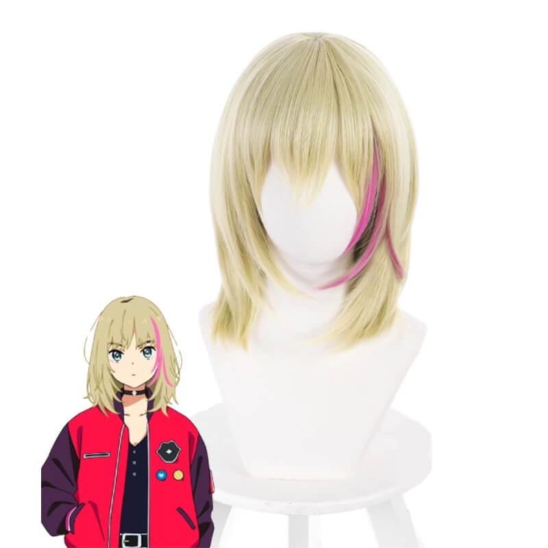 Wonder Egg Priority Rika Kawai 40cm Long Blonde Mixed Pink Cosplay Wigs - lemailwigs