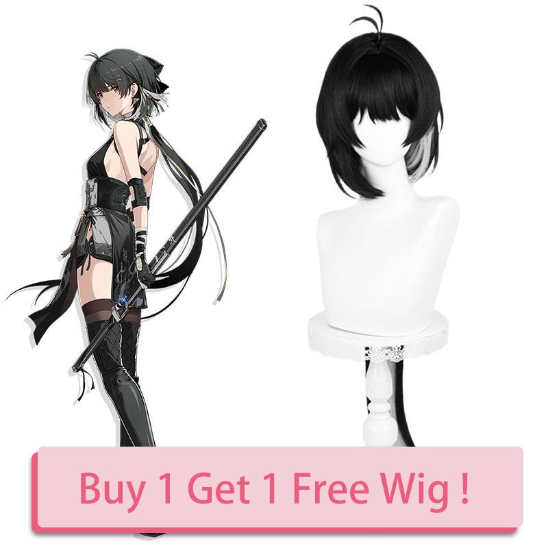 Wuthering Waves Rover Female Black mixed White Cosplay Wig - lemailwigs