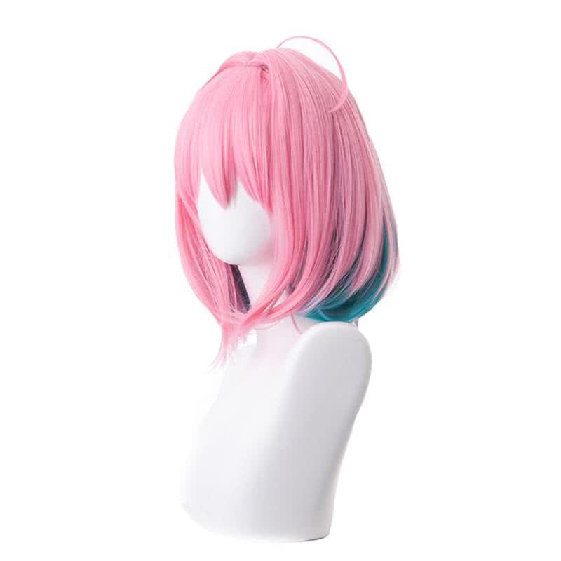 Yumemi Riamu Short Pink Mixed Blue Cosplay Wigs - lemailwigs
