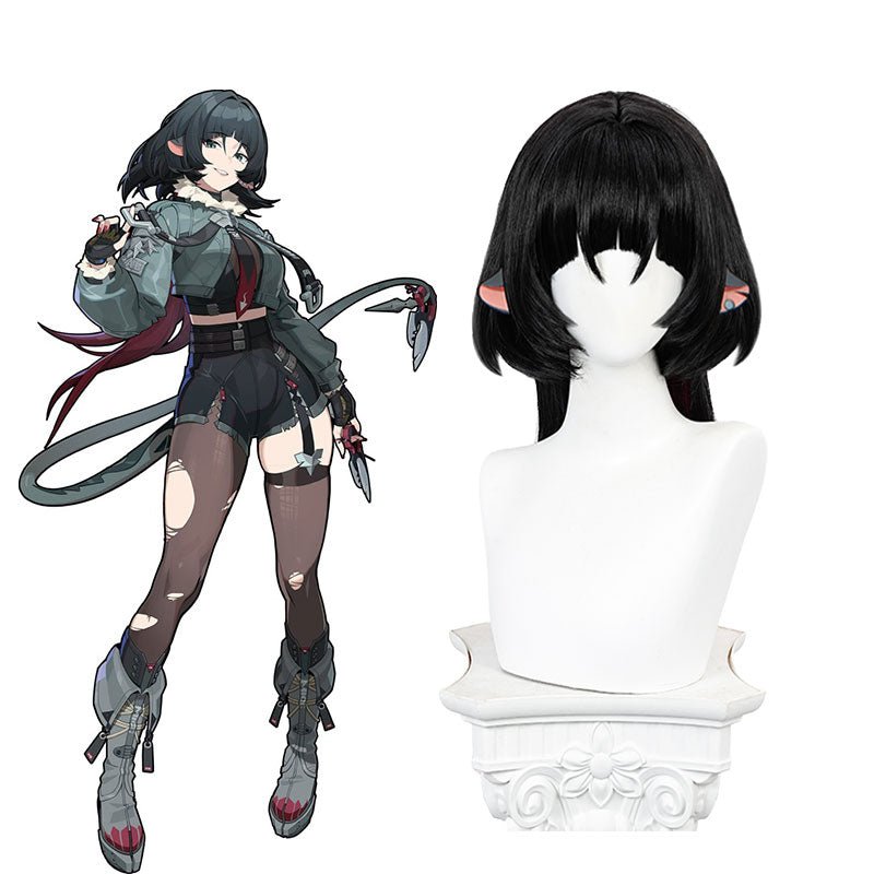 Zenless Zone Zero Jane Doe Black mixed Red Long Cosplay Wig