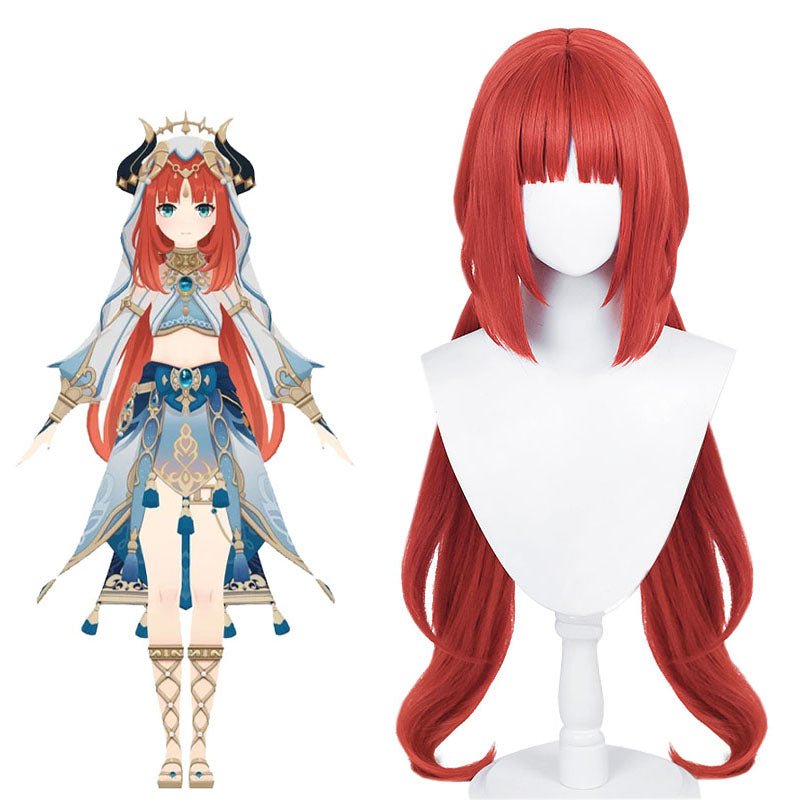 80cm Red Game Genshin Impact Sumeru Nilou Cosplay Wigs - lemailwigs