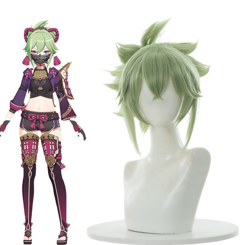 Genshin Impact Kuki Shinobu 40cm Green Cosplay Wig - lemailwigs