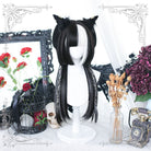 Lolita Black Mixed White Long Straight Cosplay Wig - lemailwigs